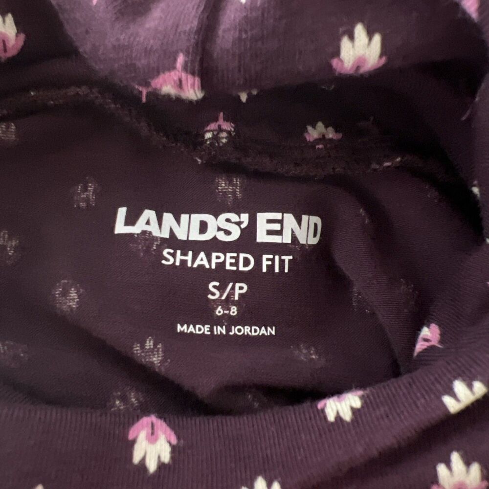 Lands' End Turtleneck Shirt Women Small Purple Floral Shaped Fit Pullover Casual - Picture 5 of 13